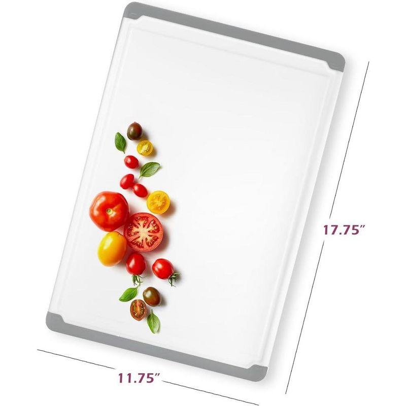 Plastic Cutting Boards for Kitchen - Large 18 x 12 Inch Rubber Cutting Board with Juice Grooves, Non-Slip, Dishwasher Safe Cutting Boards