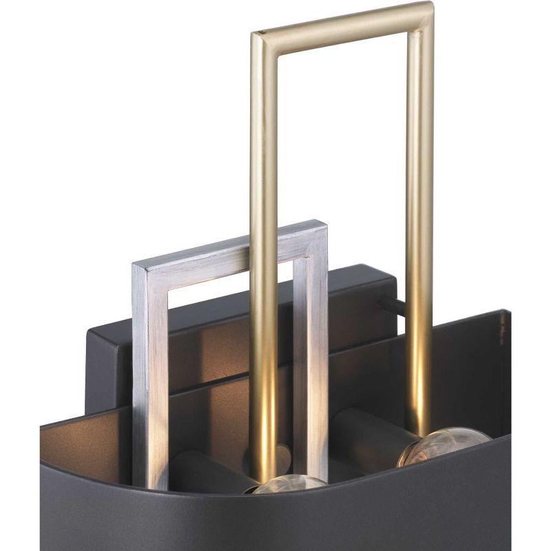 Progress Lighting Adagio 2-Light Wall Sconce, Black, Geometric Pattern, Steel, Damp Rated, Brushed Silver and Brass Accents