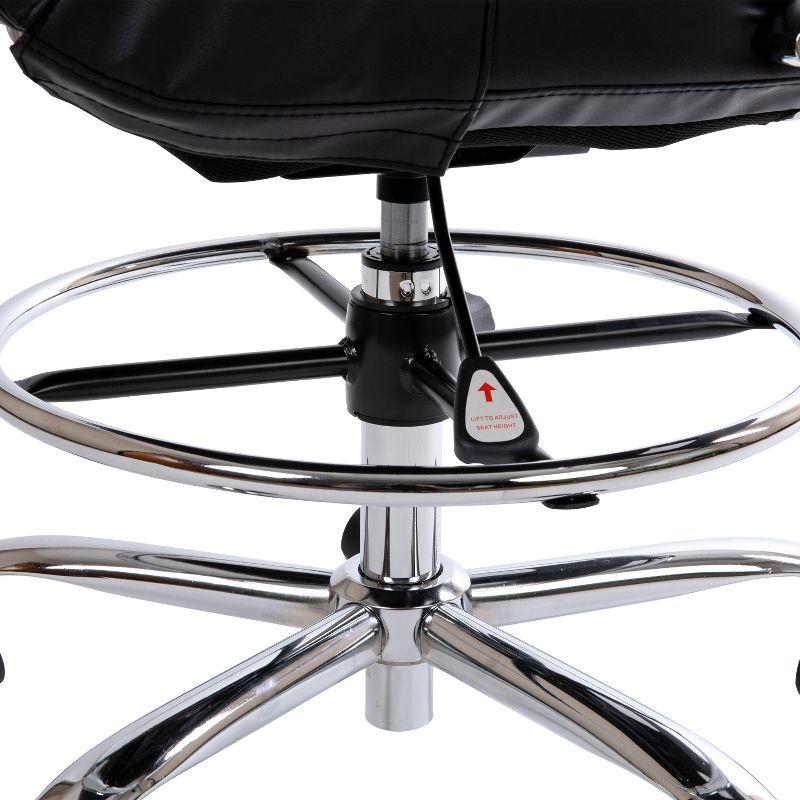 Flash Furniture Mid-Back LeatherSoft Drafting Chair with Adjustable Foot Ring and Chrome Base