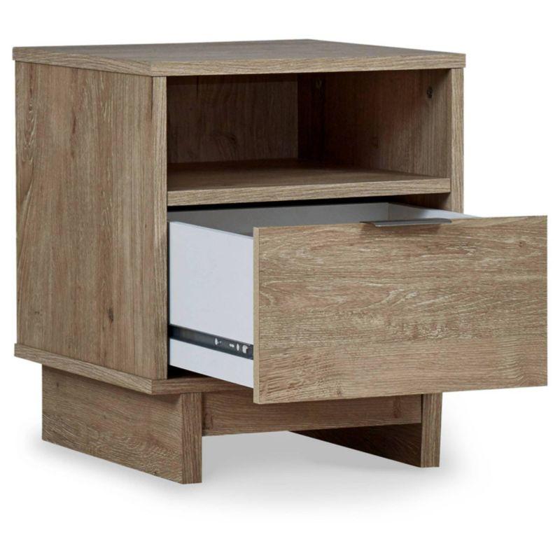 Oliah Nightstand Natural: Contemporary Design, Open Cubby, Laminated Surface - Signature Design by Ashley