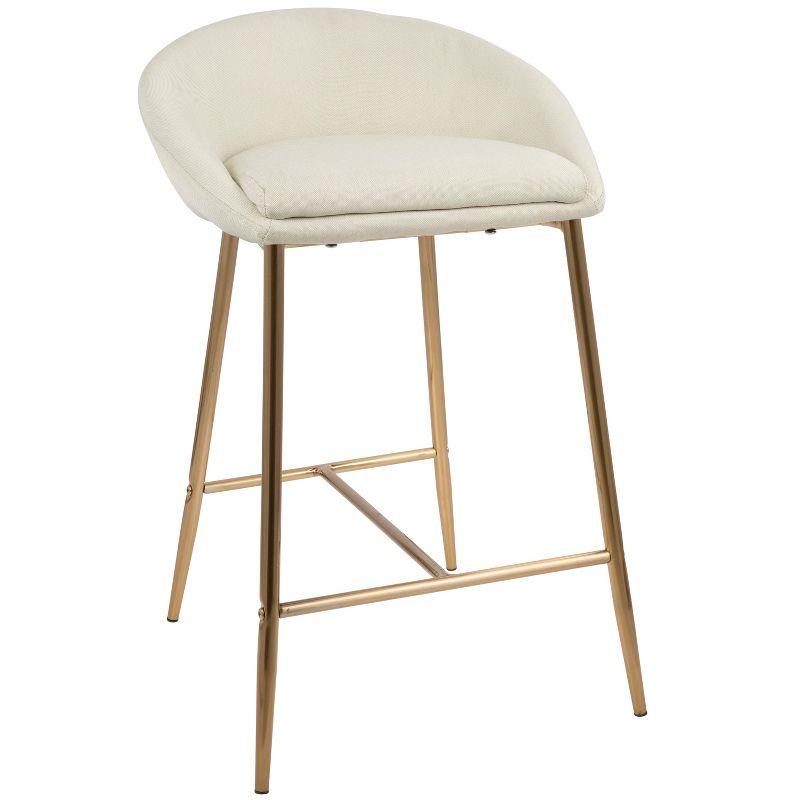 Elegant Gold and Cream Curved Counter Stools, Set of 2