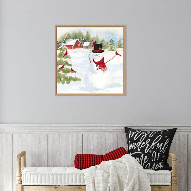 Amanti Art Snowman Christmas IV by Tara Reed Canvas Wall Art Print Framed 22 x 22-in.