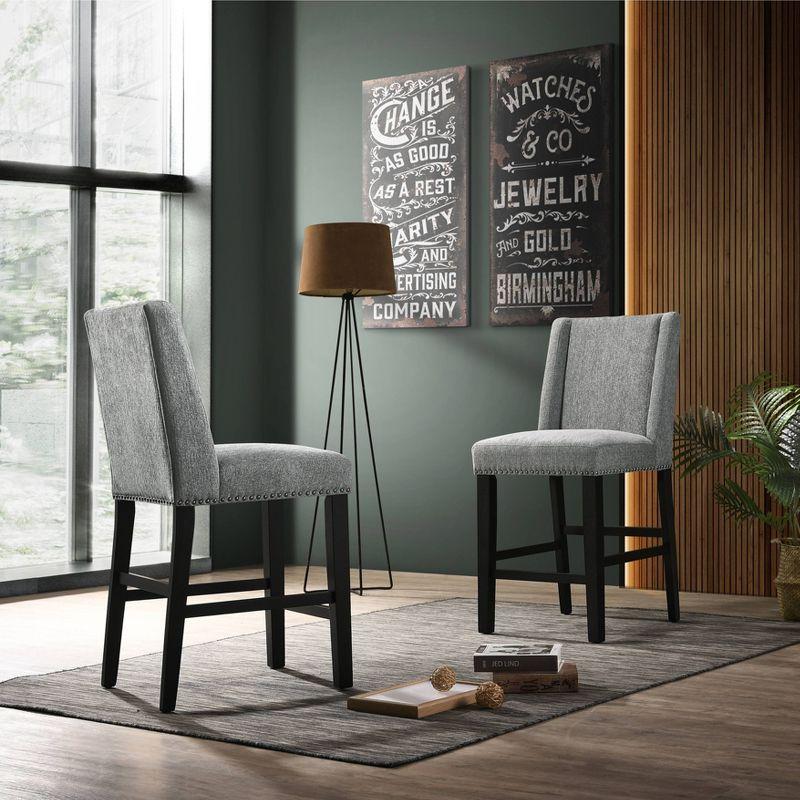 Carolina Living Set of 2 24" Laurant Upholstered Counter Height Barstools Charcoal/Espresso