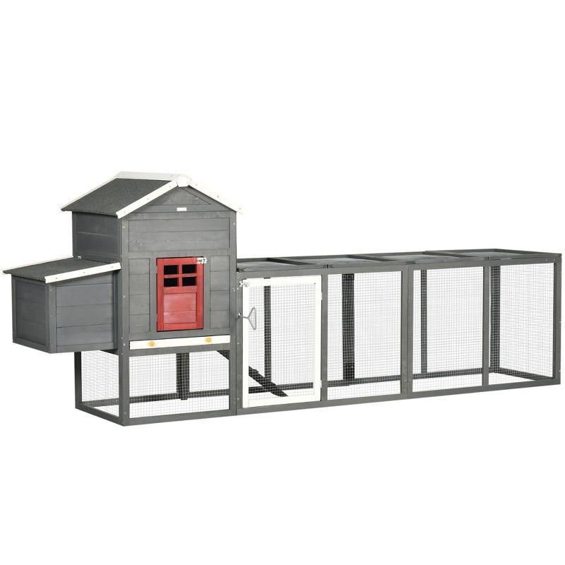 Extra Large Storm Gray and Brick Red Wooden Chicken Coop with Run