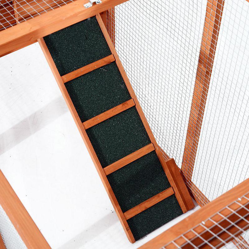 PawHut 124" Dual Chicken Coop, Wooden Large Chicken House, or Rabbit Hutch, Hen Poultry Cage Backyard with Outdoor Ramps and Nesting Boxes, Natural