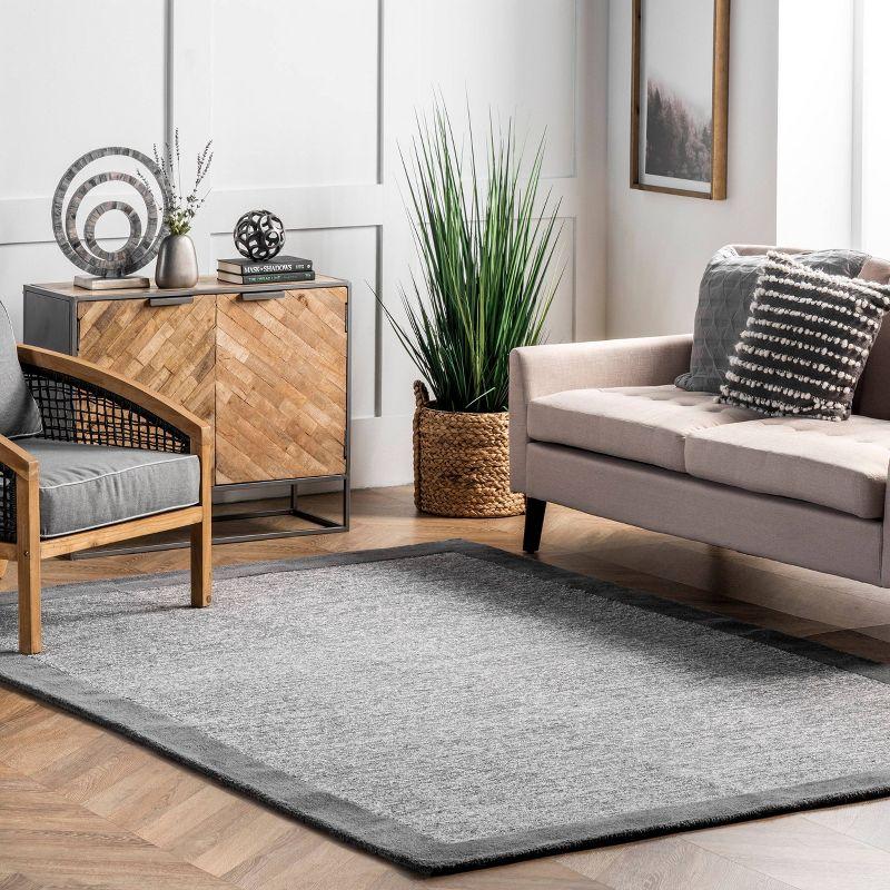 5&#39;x8&#39; Marianne Handmade Wool Border Area Rug Gray - nuLOOM