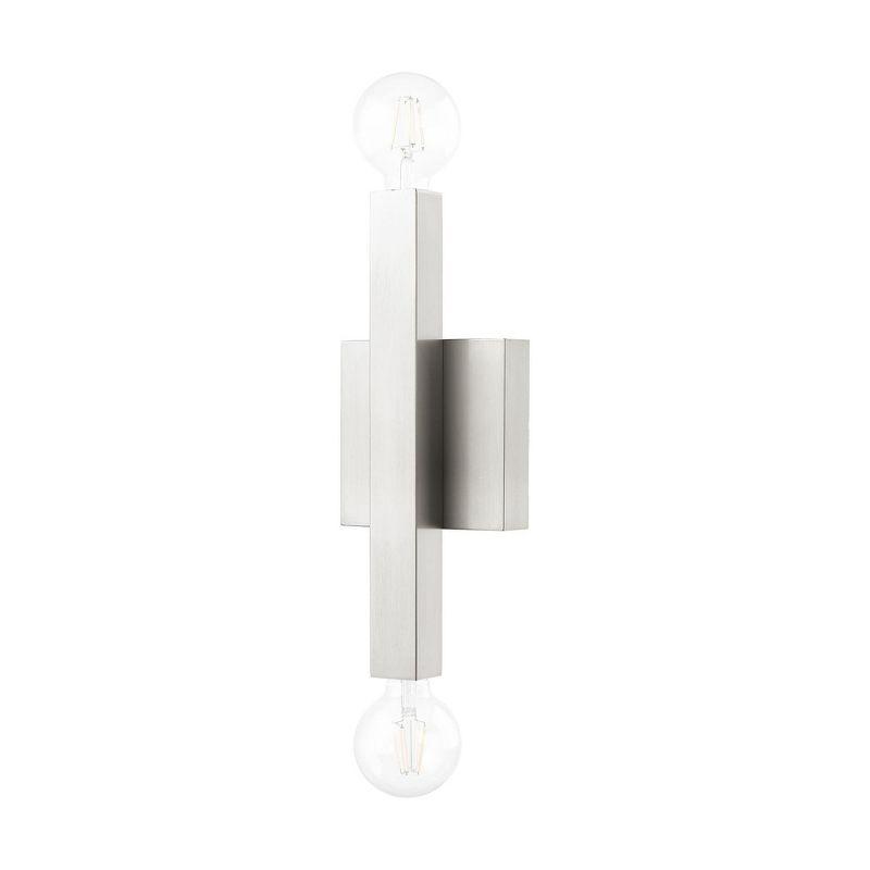 2-Light Brushed Nickel ADA Wall Sconce: with Stainless Steel Base for Modern Lighting