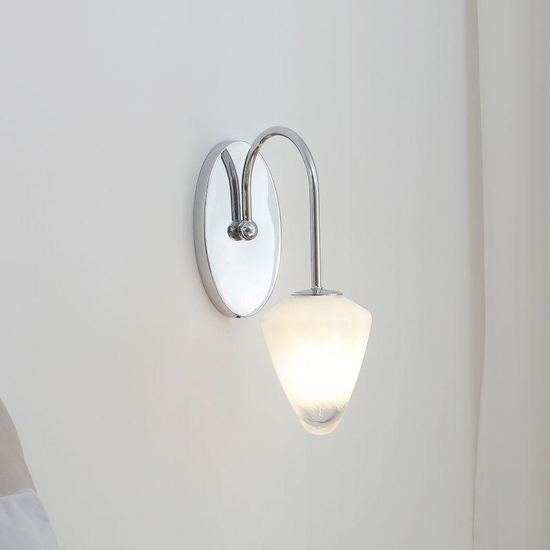 Vidalite VidaLite Nimbus 1-Light Polished Nickle Wall Sconce Light With Snow White Glass Shades, Modern & Contemporary Style Wall Lamp