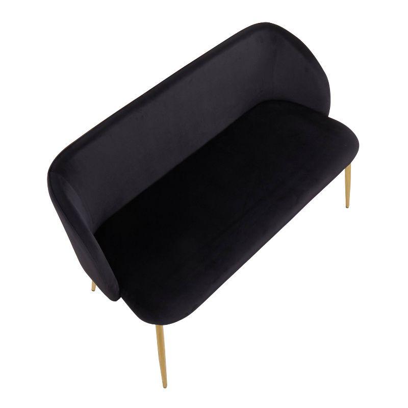 46" Fran Glam Bench Steel/Velvet Gold/Black - LumiSource: Upholstered Banquette with Padded Back