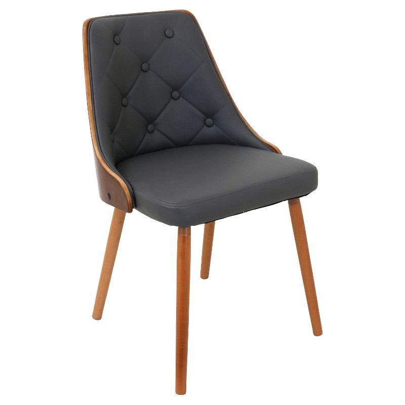 Gianna Mid Century Modern Walnut Dining Chair Wood/Gray - LumiSource: Button Tufted, Curved Frame