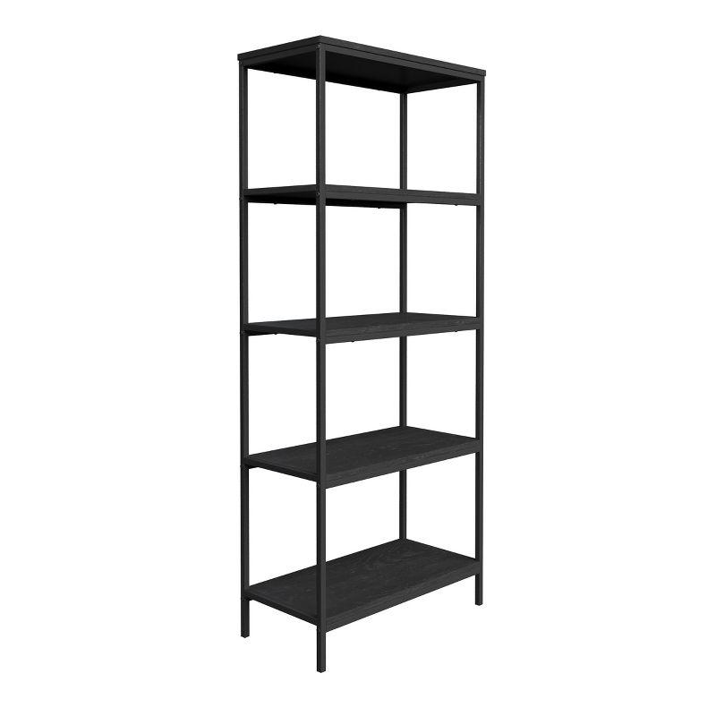 Industrial 59" Black Woodgrain 5-Tier Bookshelf for Chic Display