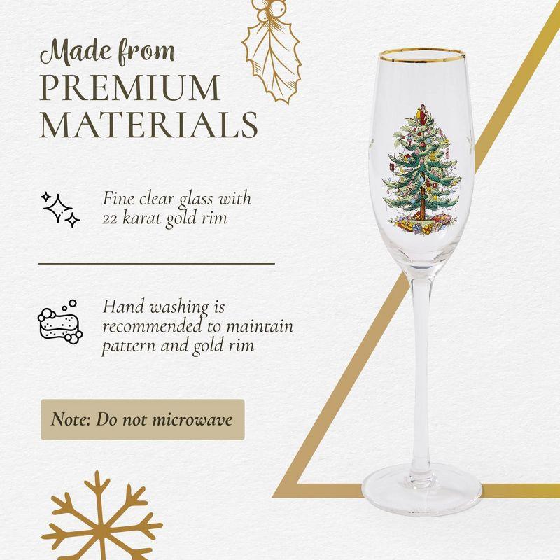 Spode Christmas Tree Champagne Fluted Glasses