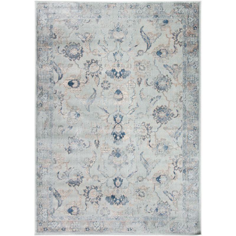 Light Blue Vintage Viscose Area Rug 6'7" x 9'2"