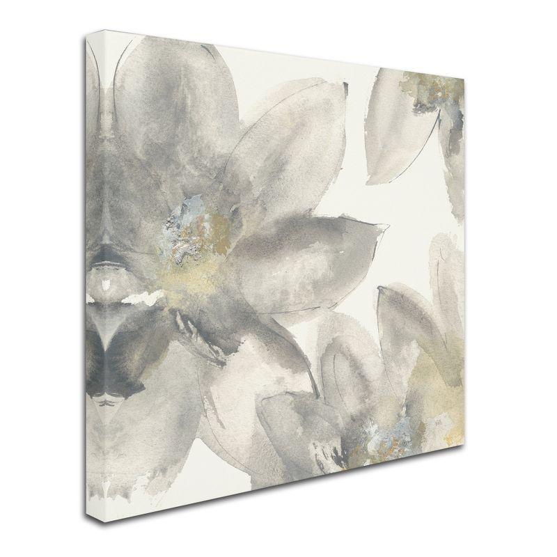 Gray and Gold Floral Watercolor Canvas Art, 18'' x 18''