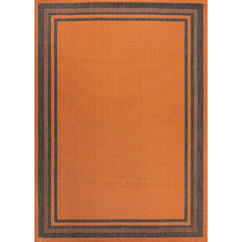 3' x 5' James Modern Border Stripe Indoor/Outdoor Area Rug, Orange/Dark Gray - JONATHAN Y