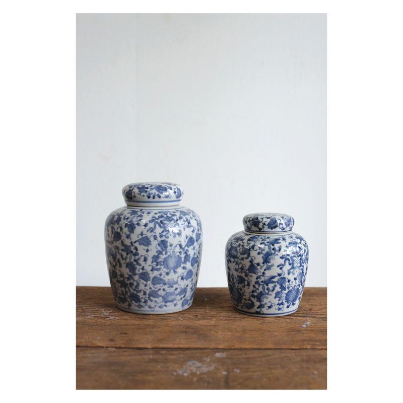 Decorative Ceramic Ginger Jar (8.25") - Blue/White - Storied Home