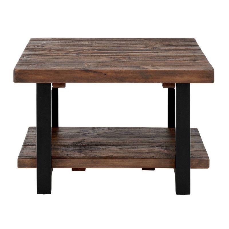 Pomona Cube Coffee Table Reclaimed Wood Rustic Natural - Alaterre Furniture: Fixed Shelf, Metal Legs, Square Shape