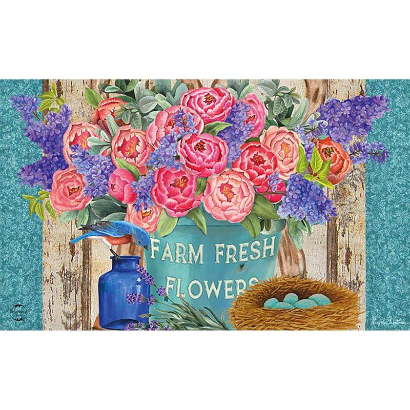 Farm Fresh Peonies Spring Doormat Floral Indoor Outdoor 30" x 18" Briarwood Lane