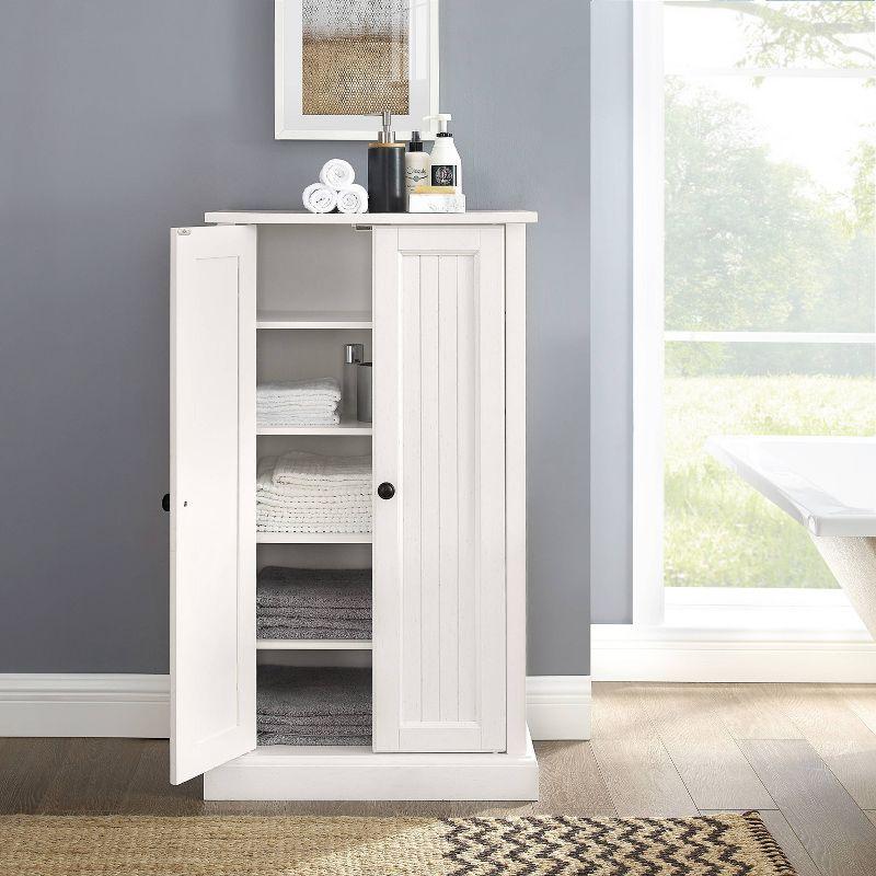 White Coastal Adjustable Shelving Accent Cabinet