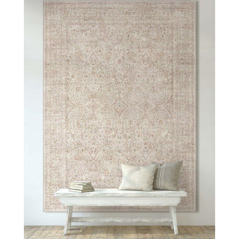 Ervin Isolde Vintage Oriental Botanical Ivory & Cream Area Rug