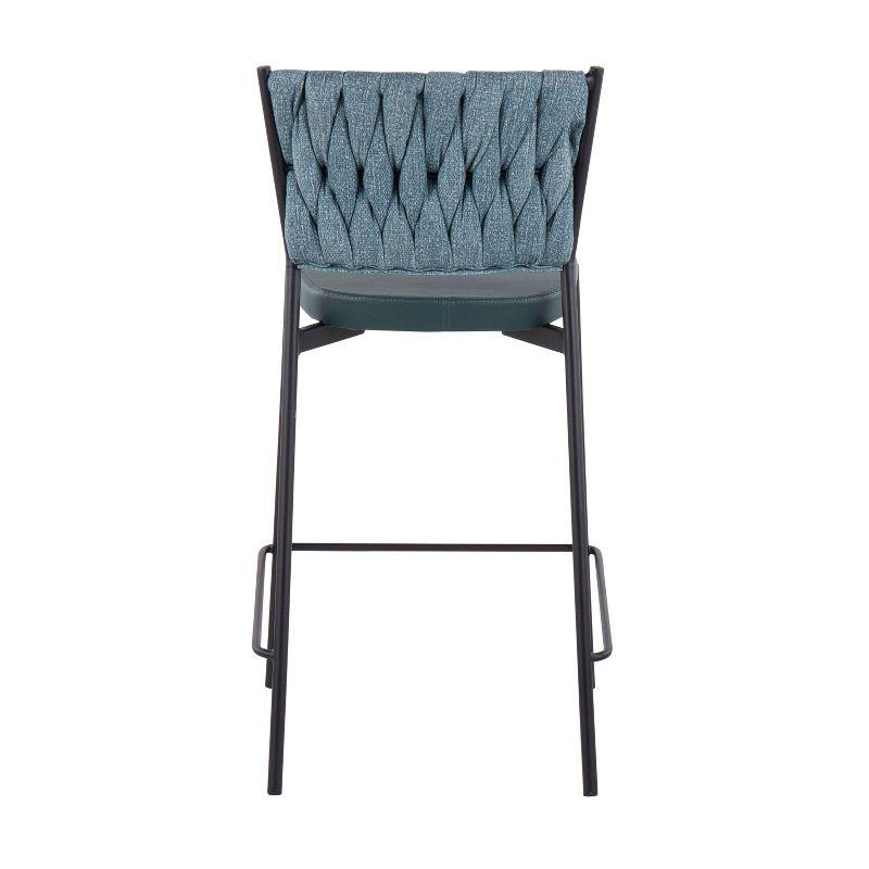 Set of 2 Tania Faux Leather/Polyester Counter Height Barstools Black/Green/Sea Green - LumiSource: Upholstered, Metal Legs, 250lb Capacity