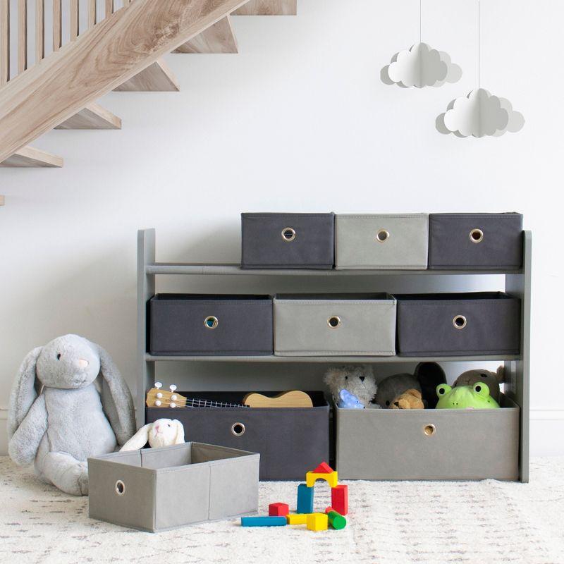 Camden Fabric Kids' Toy Organizer with 9 Storage Bins Gray - Humble Crew