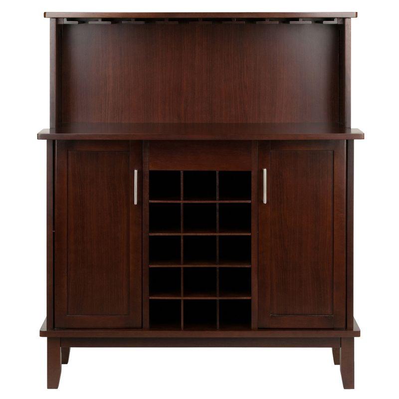 Beynac Wine Bar Cappuccino - Winsome: Storage Cabinet, Stemware Rack, Buffet Hutch