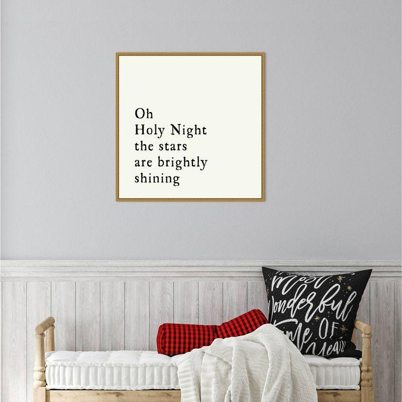 Oh Holy Night Gold Framed Christmas Canvas Print