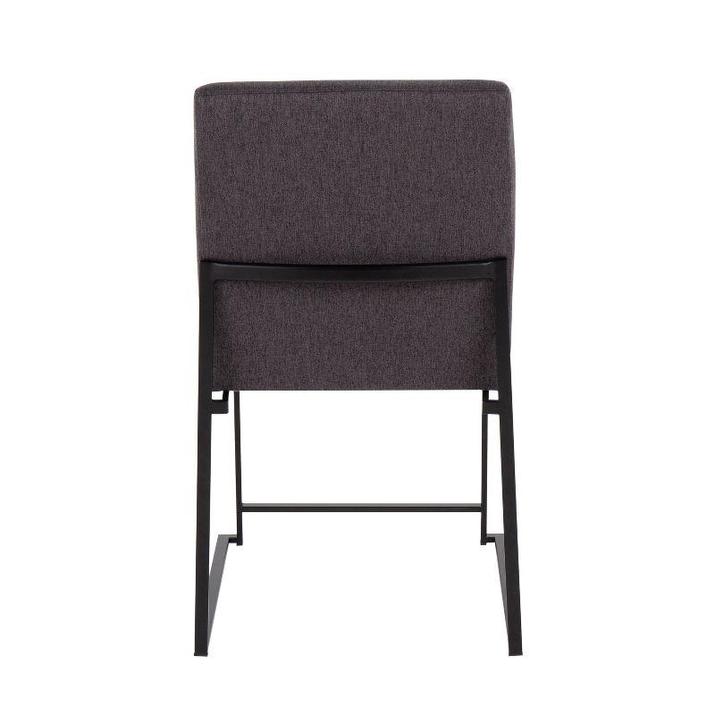 Set of 2 Highback Fuji Polyester/Steel Dining Chairs Black/Charcoal - LumiSource: Modern Kitchen & Room Seating, Foam Padded