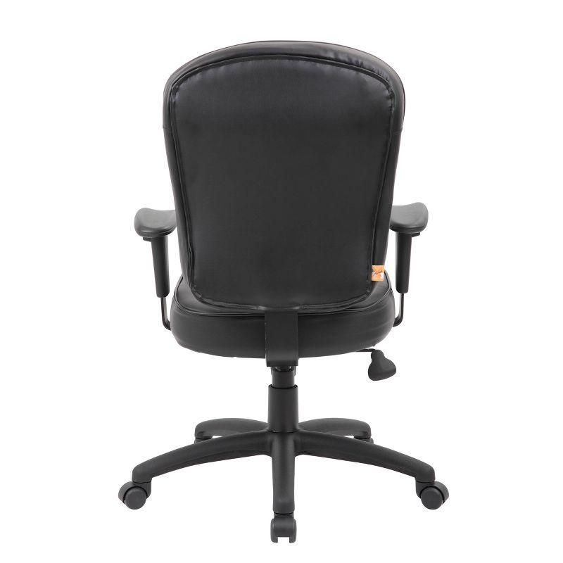 Leather Task Chair with Adjustable Arms Black - Boss Office Products