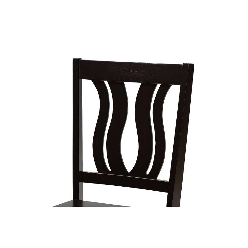 2pc Fenton Wood Dining Chair Set Brown - Baxton Studio: Geometric Back, Unupholstered, Malaysian Craft