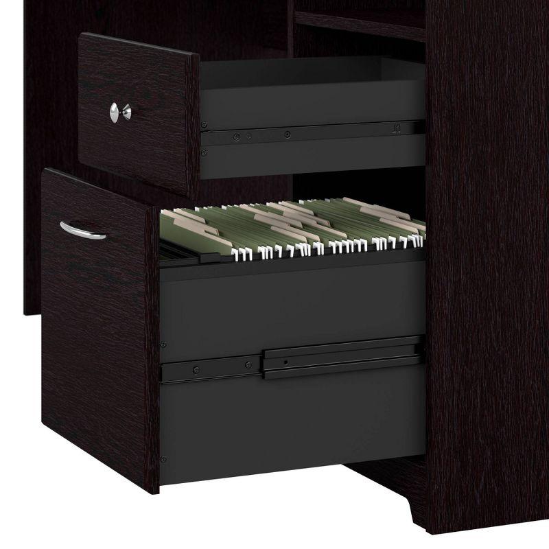 Cabot 60W L Shaped Computer Desk with Hutch Espresso Oak - Bush Furniture: Executive Workstation, Storage Hutch, File Drawer