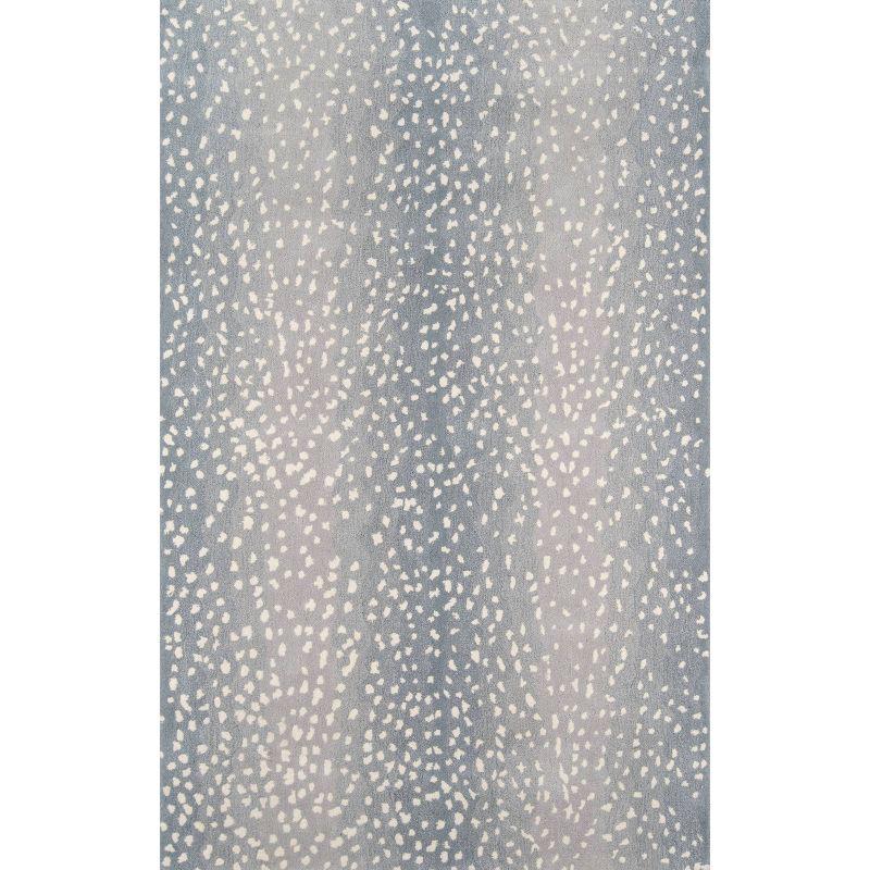 Woodland Animal Print Handmade Tufted Wool Gray/Blue Area Rug