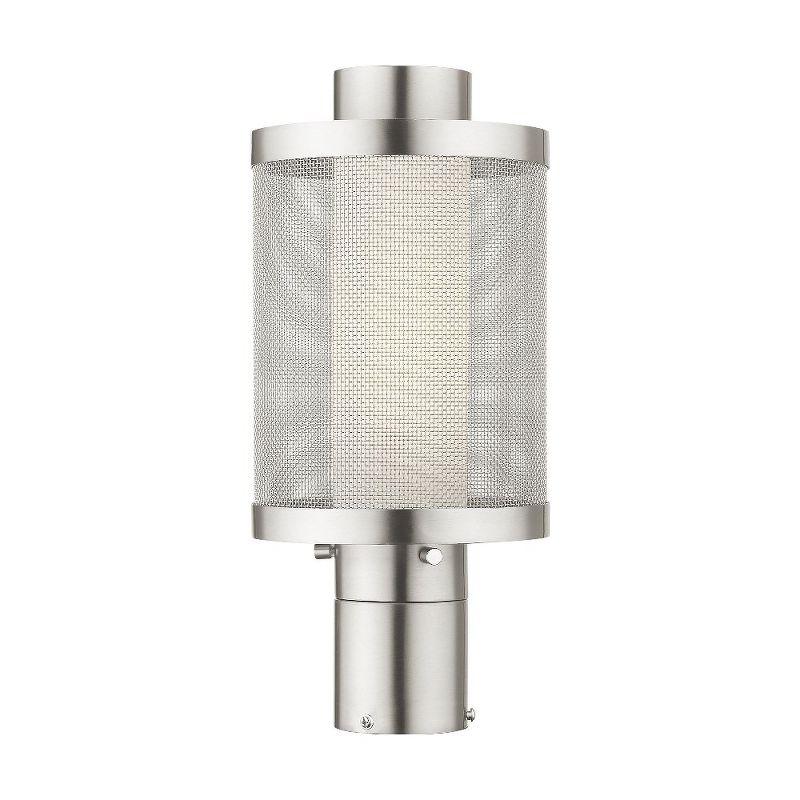 Nottingham Brushed Nickel Outdoor Post Light with Stainless Steel Mesh Shade