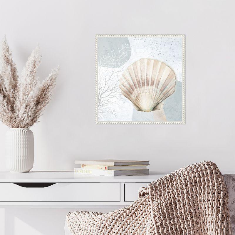 Amanti Art Ocean Oasis Bubbles Blush Scallop by Patricia Pinto Canvas Wall Art Print Framed 16 x 16-in.