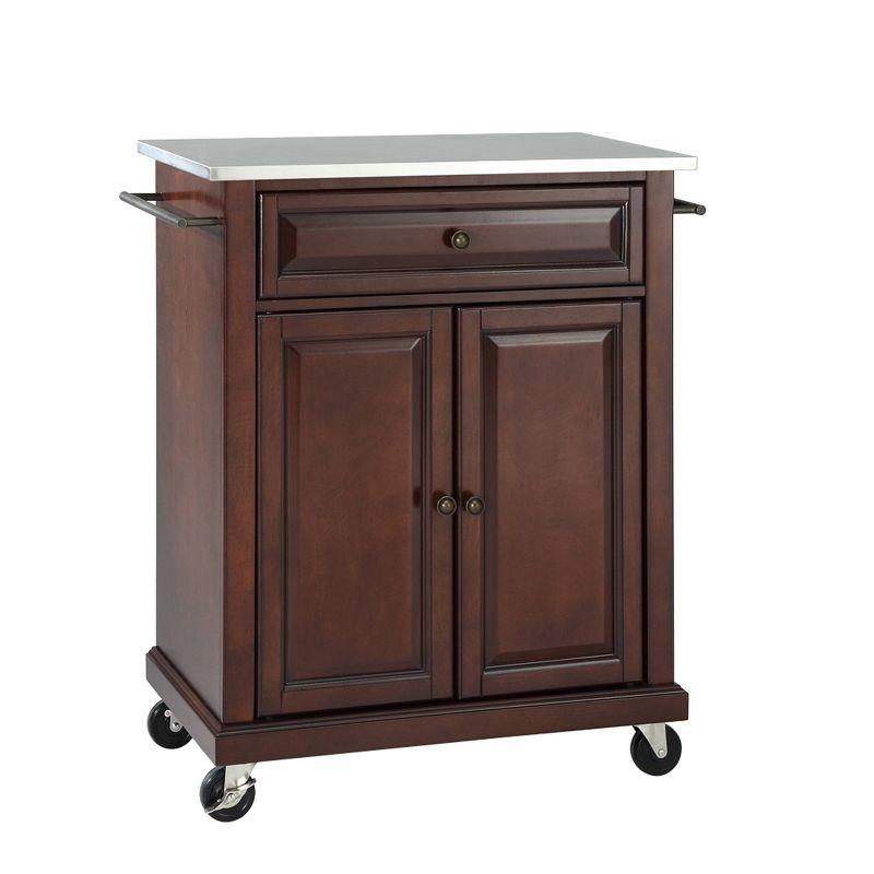 Compact Stainless Steel Top Kitchen Cart Mahogany - Crosley: Mobile Island with Storage & Towel Bars