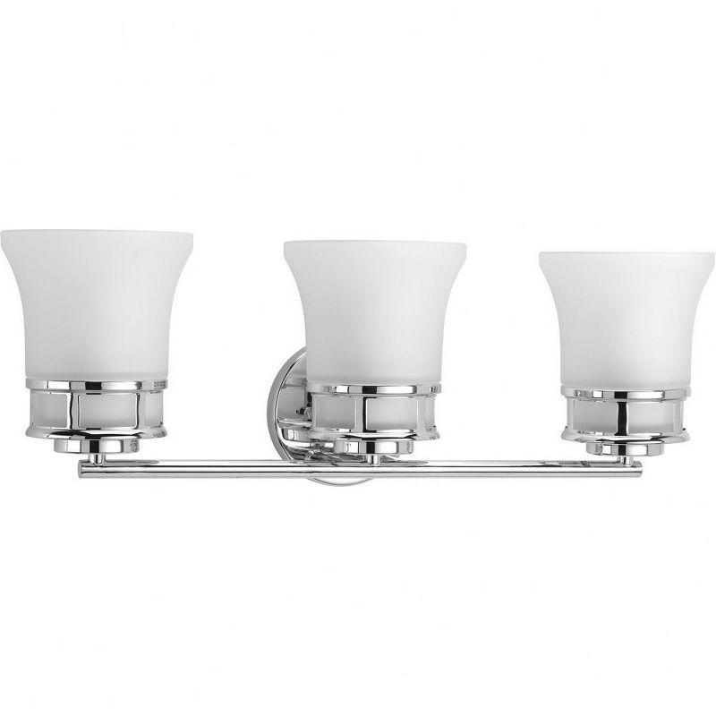 Progress Lighting Cascadia 3-Light Bath Vanity, Polished Chrome, Etched Glass Shades