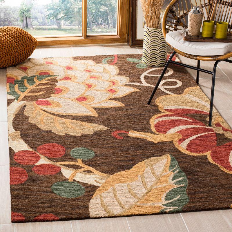 Handmade Red and Brown Floral Wool Area Rug