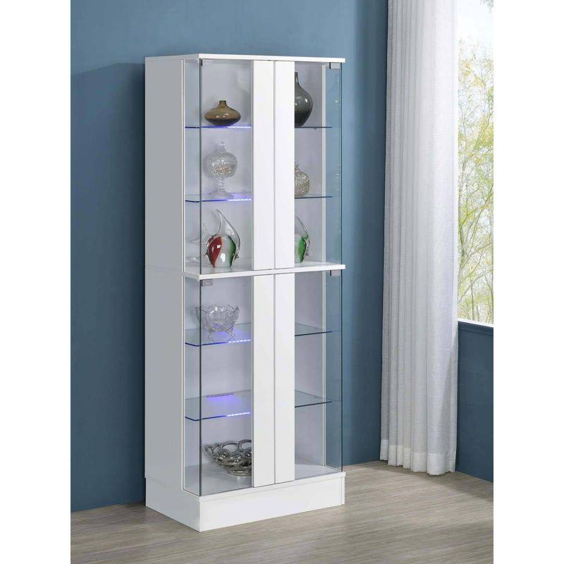 Coaster Cabra Modern Wood Curio Cabinet with Glass Shelves and LED Lighting