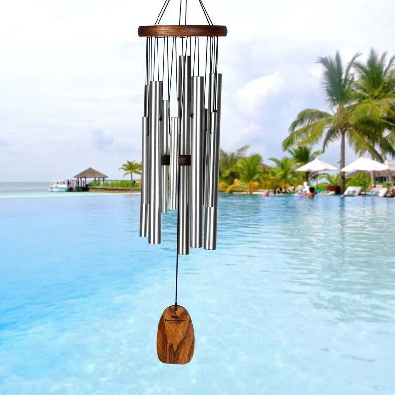 Teak and Silver Aluminum Octave Doubling Wind Chime