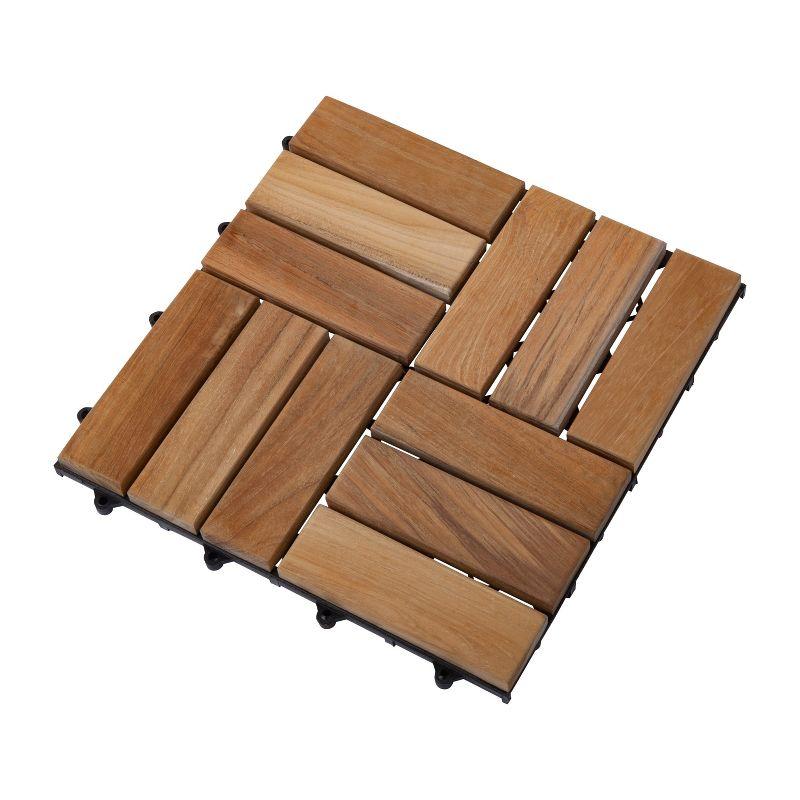 11.8" x 11.8" Teak Interlocking Deck Tile in Natural