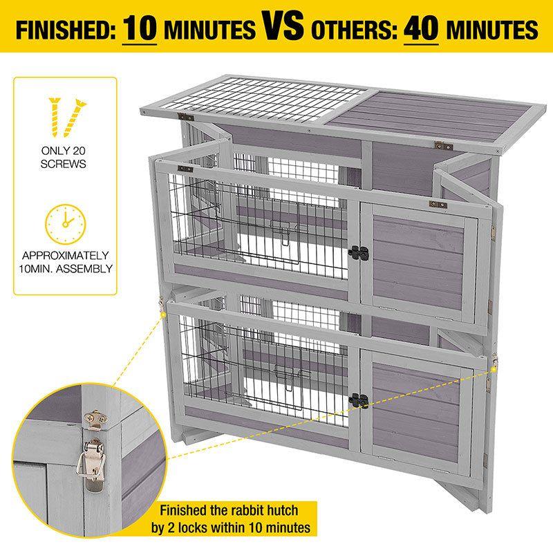 Aivituvin Folding Rabbit Hutch | Outdoor Bunny Cage (Inner Space 14.1 ft²)-AIR18-F