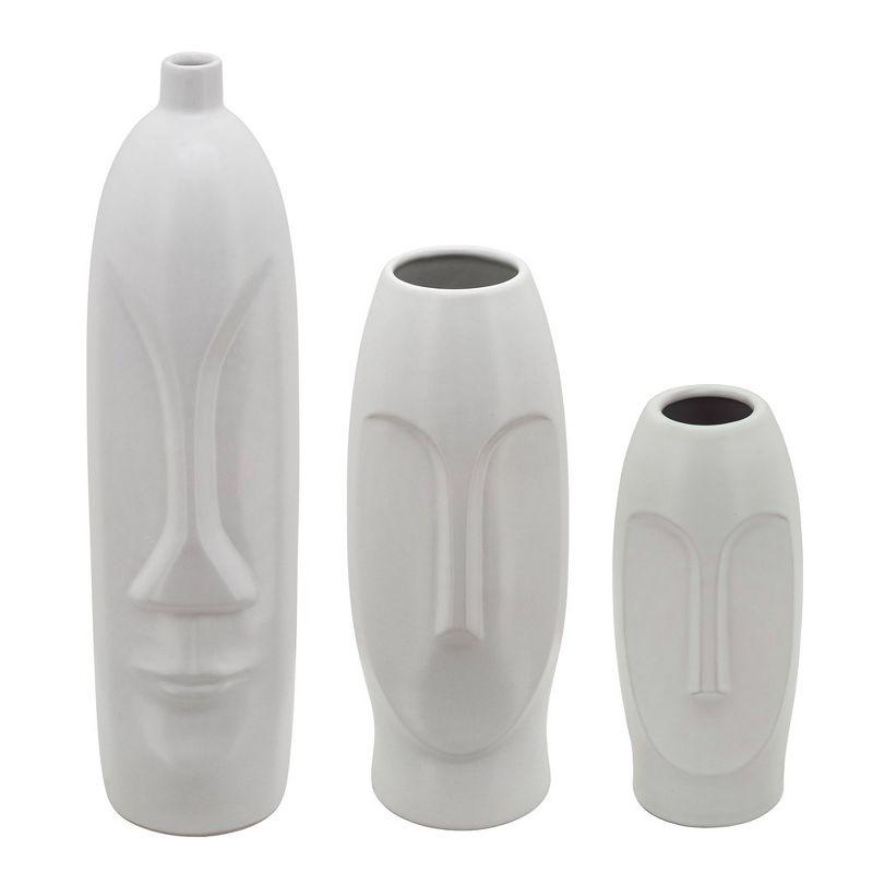 Sagebrook Home 18" Ceramic Face Vase - Ceramic Table Decor, Rustic Decorative Centerpiece For Home, Wedding, Office Decor - White Vase Decor