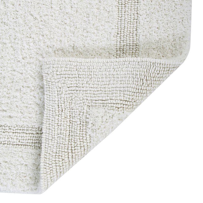 Better Trends Lux 100% Cotton Tufted Solid Reversible Bath Rug Set 2 PC (17" x 24" | 21" x 34") - Ivory