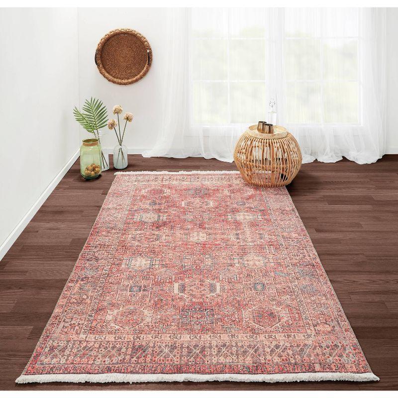 2'x3' Helena Accent Rug Coral Pink - Momeni: Bohemian Ikat Design, Low Pile, Indoor, Machine Made, Polyester & Cotton