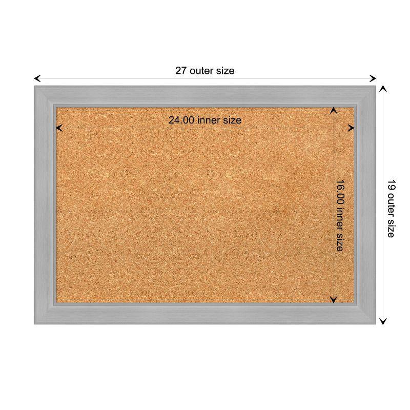 Amanti Art Vista Brushed Nickel Narrow Framed Corkboard, Natural Cork