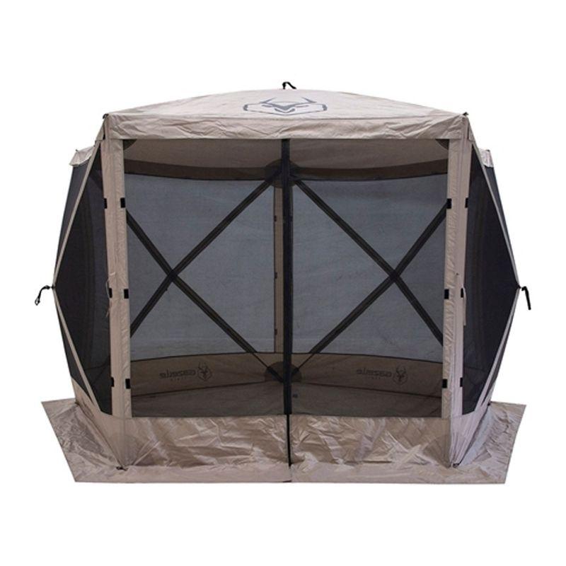 Gazelle GG501DS Pop Up, Portable, Waterproof, UV-Resistant 4-Person Camping and Outdoors Gazebo Day Tent with Mesh Windows, Desert Sand