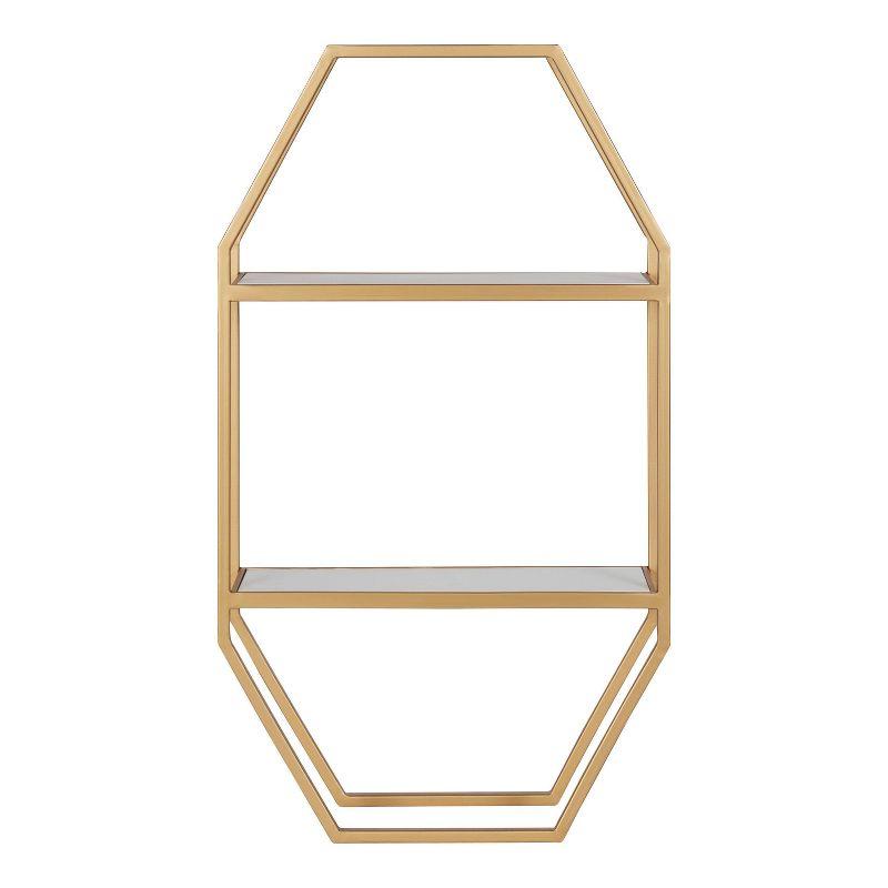 Adela White and Gold Geometric Wall Shelf