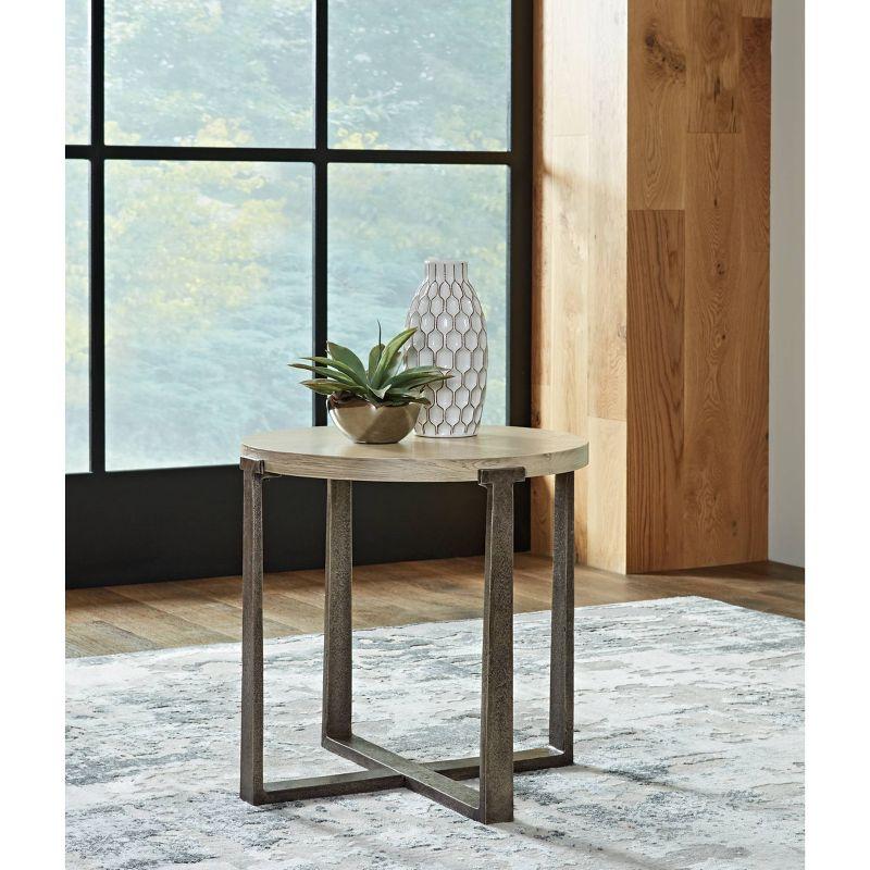 Dalenville End Table Black/Gray/Brown/Beige - Signature Design by Ashley: Contemporary Round Accent Table, Aluminum Frame