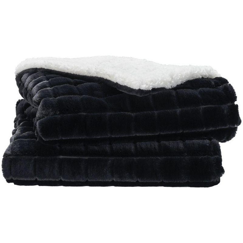 Waverly Black Faux Fur and Sherpa 50" x 60" Throw Blanket